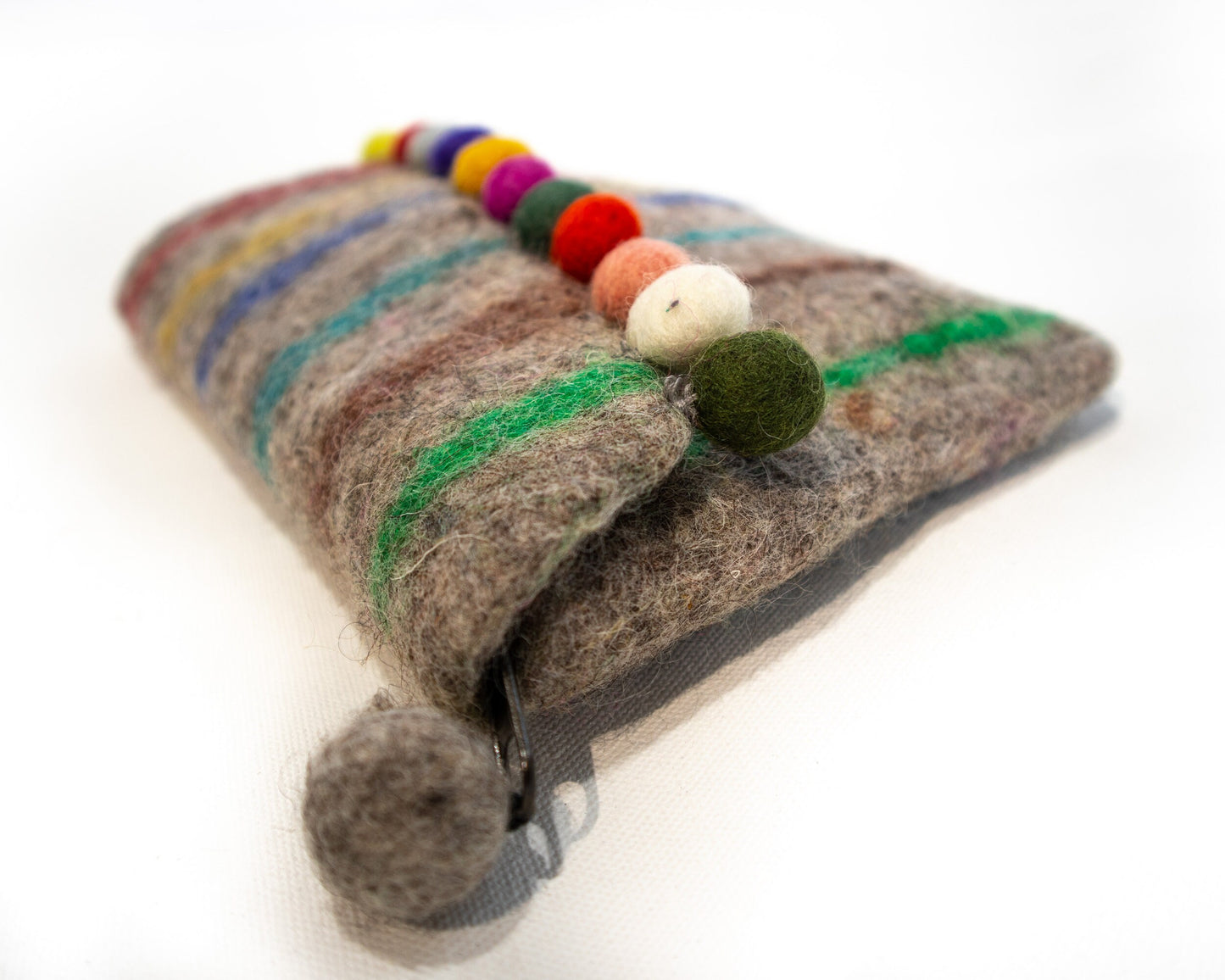 Clearance Sale 100%Wool Felted Purse rainbow colourful wool ball hand bag key bag change purse women's bag